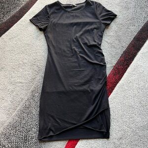 BTFBM Side Ruched Black T Shirt Dress